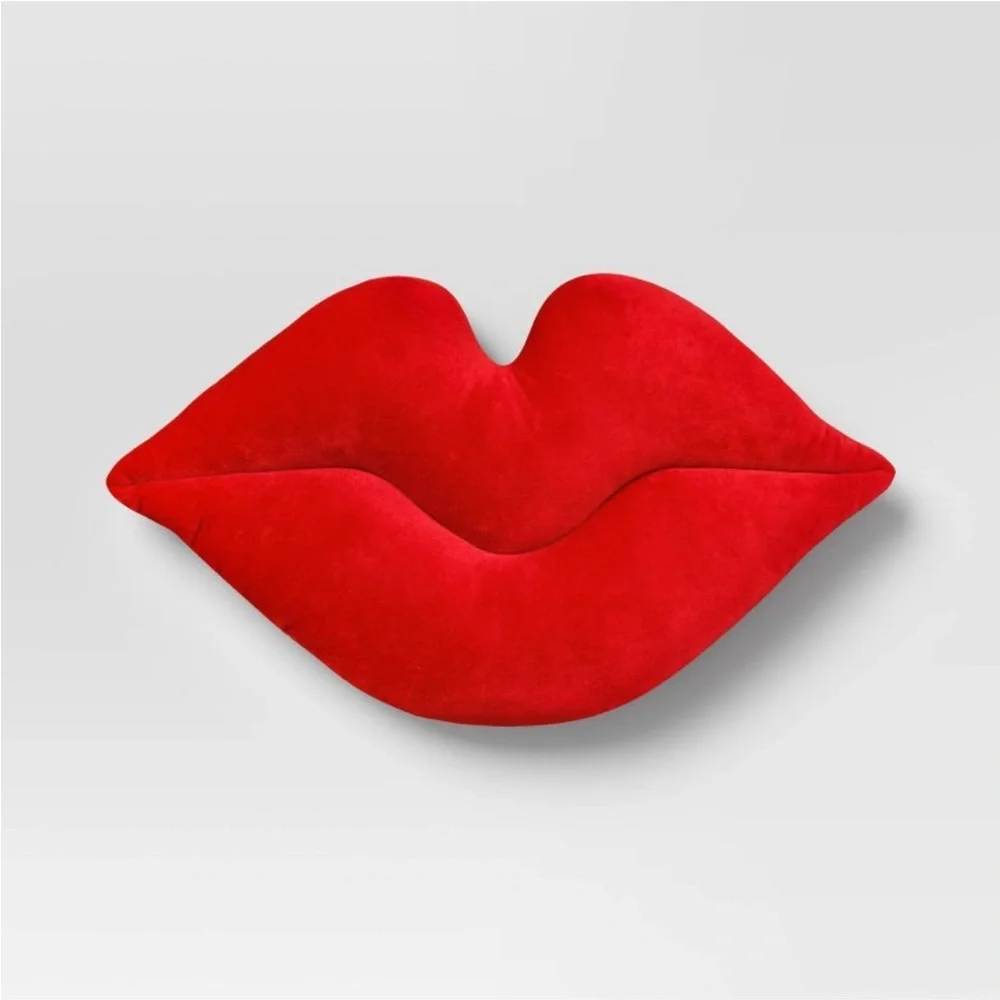 Room Essentials Lip Forever Velvet Throw Pillow in Berry Red & Neon Lip NEW